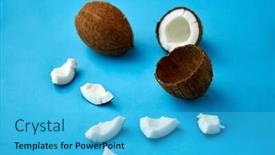  Presentation with blue food - Presentation design enhanced with exotic-fruits-eating-and-food background and a cyan colored foreground