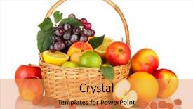  Presentation with fruits - Colorful PPT theme enhanced with exotic fruits in basket backdrop and a gold colored foreground