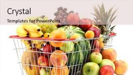  Presentation with guava fruits fresh green fruit - Amazing slide deck having exotic fruits in metal basket backdrop and a  colored foreground