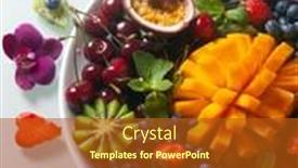  Presentation with mango fruit - PPT theme featuring exotic-fruits-mango-passion-fruit background and a crimson colored foreground