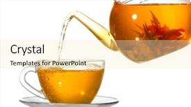  Presentation with green glass - Amazing slide set having tea with flowers in glass backdrop and a lemonade colored foreground