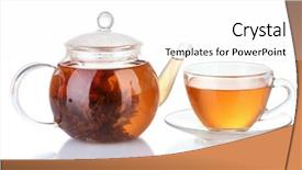  Presentation with green tea - Cool new presentation theme with exotic green tea with flowers in glass teapot isolated on white backdrop and a white colored foreground