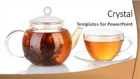  Presentation with green tea - Audience pleasing slides consisting of exotic green tea with flowers in glass teapot isolated on white backdrop and a white colored foreground