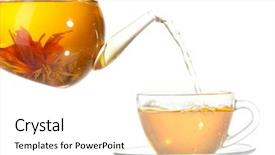  Presentation with green glass - Presentation design with exotic green tea with flowers in glass teapot and cup isolated on white background and a white colored foreground