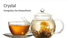  Presentation with green glass - Cool new slides with exotic green tea with flowers backdrop and a white colored foreground