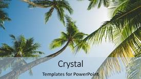  Presentation with green travel - Colorful theme enhanced with exotic island beach resort backdrop and a light blue colored foreground