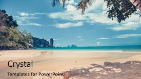  Presentation with paradise island - Slide deck with limestone cliffs and tropical plant background and a coral colored foreground