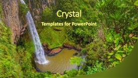  Presentation with fall morning - Presentation theme with exotic journey to the north island new zealand high and powerful bridalveil fall on a morning concept of active and ecological tourism background and a tawny brown colored foreground