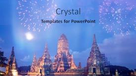  Presentation with fireworks - PPT theme having exotic-new-year-celebrating background and a light blue colored foreground