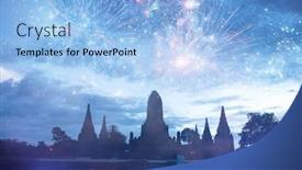  Presentation with new-year - Presentation theme featuring exotic-new-year-celebrating background and a light blue colored foreground