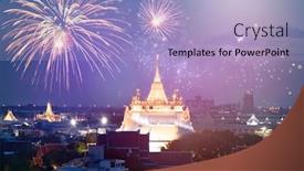  Presentation with bangkok - Beautiful presentation design featuring exotic-new-year-celebrating backdrop and a light blue colored foreground
