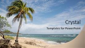  Presentation with dominican republic - Colorful presentation theme enhanced with exotic palm trees dominican republic backdrop and a light blue colored foreground