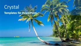  Presentation with serenity - Cool new PPT theme with exotic paradise serenity shore backdrop and a ocean colored foreground