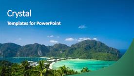 Presentation with crude palm - Amazing presentation theme having exotic places - azure bay palm island backdrop and a teal colored foreground