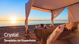  Presentation with tropical beach sunset - PPT layouts featuring exotic places - romantic luxury dinner setting background and a tawny brown colored foreground