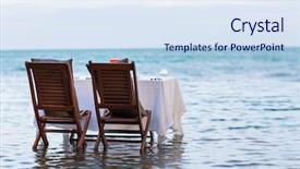  Presentation with luxury resort - Audience pleasing slide set consisting of exotic places - romantic luxury dinner setting backdrop and a sky blue colored foreground