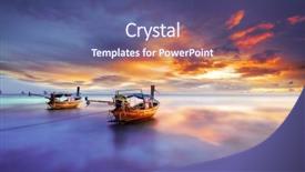  Presentation with long tailed boat fishing boat - Cool new PPT theme with exotic places - traditional long-tail boat backdrop and a  colored foreground