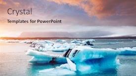  Presentation with iceberg - Beautiful slides featuring exotic-scene-of-jokulsarlon-lagoon backdrop and a coral colored foreground