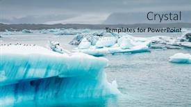  Presentation with climate change - Amazing PPT theme having exotic-scene-of-jokulsarlon-lagoon backdrop and a light blue colored foreground