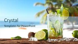 Presentation with served - Cool new PPT theme with exotic summer drink served backdrop and a sky blue colored foreground