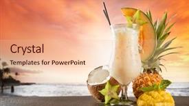  Presentation with mango - Theme enhanced with exotic summer drink served background and a lemonade colored foreground