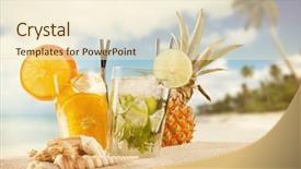  Presentation with sea shells - Colorful presentation design enhanced with exotic summer drinks with sea backdrop and a cream colored foreground