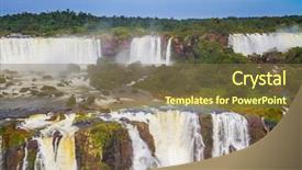  Presentation with water park - Beautiful presentation design featuring exotic tourism iguazu falls national backdrop and a tawny brown colored foreground