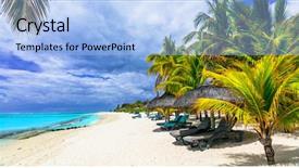  Presentation with tropical - Audience pleasing slides consisting of exotic tropical beaches of splendid backdrop and a light blue colored foreground