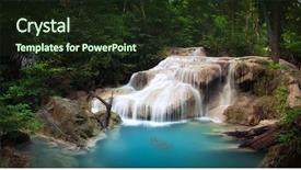  Presentation with tropical rainforest - Amazing presentation theme having exotic tropical waterfall in green backdrop and a wine colored foreground