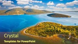  Presentation with earth day - Slide set with exotic-view-of-blue-lagoon background and a tawny brown colored foreground