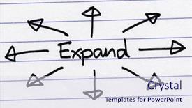  Presentation with arrows - Slide deck having expand written on white paper background and a sky blue colored foreground