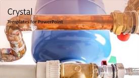  Presentation with piping system - Colorful presentation design enhanced with expansion tanks and pressure gauge backdrop and a coral colored foreground