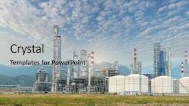  Presentation with oil refinery - Audience pleasing PPT theme consisting of expansion valve - oil refinery industrial plant backdrop and a light gray colored foreground