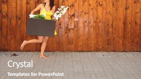  Presentation with boxing woman and a tawny - Theme enhanced with expansioncard - woman with packed cardboard box background and a coral colored foreground