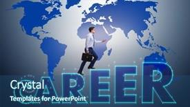 Presentation with career - Theme having expatriate - businessman in career progress concept background and a ocean colored foreground