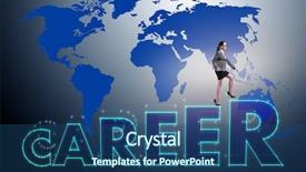  Presentation with global - PPT theme having expatriate - businesswoman in global employment concept background and a ocean colored foreground
