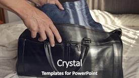  Presentation with young - Slides having expatriate - closeup of a young caucasian background and a wine colored foreground