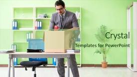  Presentation with employee - Audience pleasing slide deck consisting of expatriate - male employee collecting his stuff backdrop and a mint green colored foreground
