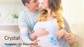  Presentation with young happy couple - Presentation design with expectation - happy young couple expecting baby background and a lemonade colored foreground