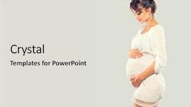  Presentation with pregnant mother - PPT theme enhanced with expectation - pregnant happy woman touching her background and a light gray colored foreground