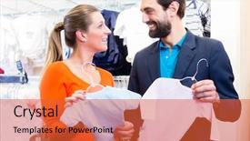  Presentation with baby clothes - PPT theme consisting of expectation - woman and man expecting twins background and a red colored foreground