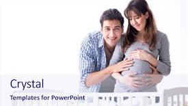  Presentation with expecting parents - Beautiful theme featuring expectation - young parents expecting their first backdrop and a sky blue colored foreground