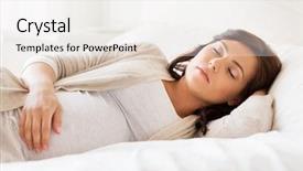  Presentation with pregnant - Beautiful slide deck featuring expectation concept - happy pregnant woman backdrop and a white colored foreground