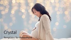  Presentation with pregnant - Slide deck with expectation concept - happy pregnant woman background and a coral colored foreground