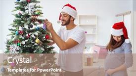  Presentation with baby christmas - PPT layouts featuring expecting child baby celebrating christmas background and a coral colored foreground