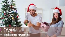  Presentation with baby christmas - Colorful slide deck enhanced with expecting child baby celebrating christmas backdrop and a violet colored foreground