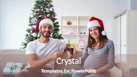  Presentation with baby christmas - PPT theme having expecting child baby celebrating christmas background and a coral colored foreground