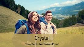  Presentation with tourism - Cool new slide deck with expedition - adventure travel tourism hike backdrop and a yellow colored foreground