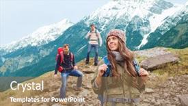  Presentation with travel friends - Amazing slide set having expedition - adventure travel tourism hike backdrop and a coral colored foreground