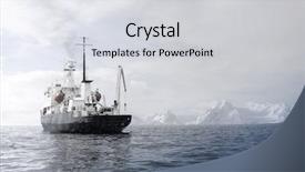  Presentation with expedition - PPT theme consisting of expedition - big ship in antarctic waters background and a light gray colored foreground
